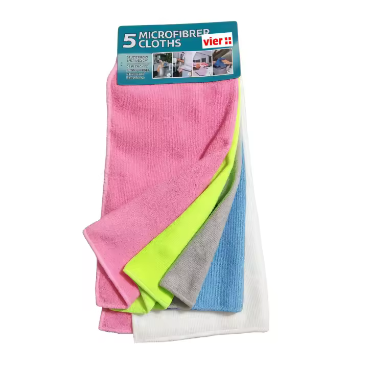 Set Paños de limpieza de microfibra, 30 cm * 30cm, 5 unidades, Multicolor - 1