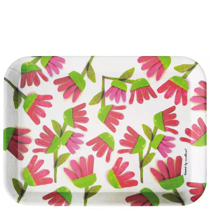 Bandeja de mesa "flores rosa" - Ligera y cómoda de llevar - Superficie mate antideslizante que reduce el movimiento de platos y vasos - Apto para lavavajillas - Medidas: 43,5x32,5x1,5cm - 1