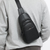 Bolsa De Pecho Para Hombre 100% Cuero Genuino Bolsa De Hombro Mensajero Casual Bandolera Estilo Fashion Bolsa De Mano Pura - details 6