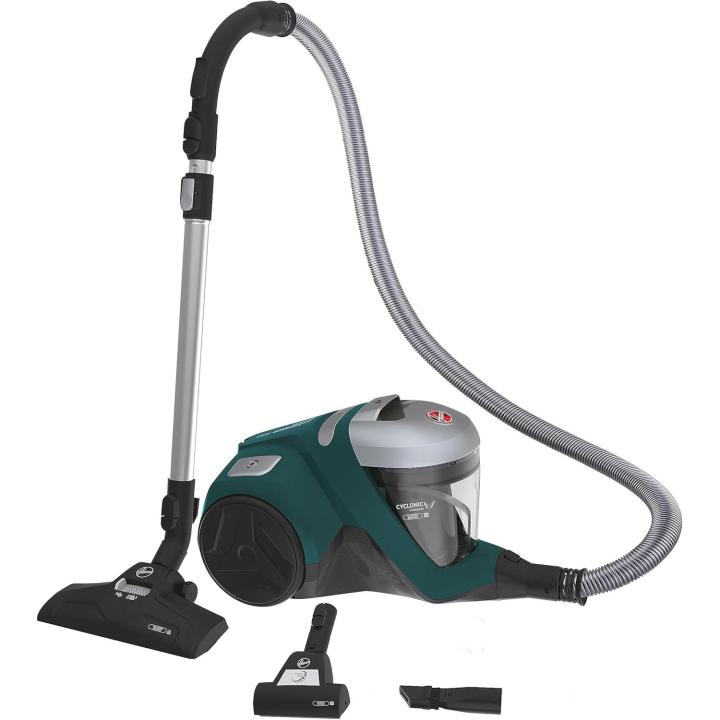 Hoover H-Power 300 Especial ALERGIAS HP330ALG, Aspiradora sin Bolsa Trineo, Mini Cepillo Turbo Alérgenos y Accesorio 2 en 1, Depósito 2 L, Compacta, Ciclónico, 850 W, Color Verde/Gris