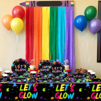 Mantel Desechable Let's Glow in the Dark Para Fiesta Neon Cubierta De Mesa Brilla Decoraciones De Cumpleaños Material De Poliéster - details 3