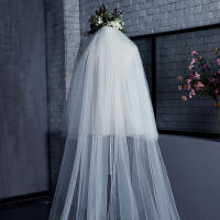 Velo De Novia Largo De 3 Metros Con Comb Dos Capas Borde Corte Estilo Catedral Para Mujeres Complementos De Boda - details 3
