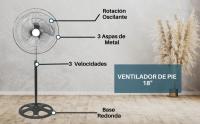 Ventilador de Pie de Alta Potencia 80W, 18pulgadas, 45cm de diametro, Ventilador Altura Regulable hasta 130cm, 3 Velocidad Ajustable, Con base Redondo Ancho para Mayor Estabilidad, Pequeñpos Aparatos de Electricos, Pequeños Electrodomesticos Climatizacion - details 1