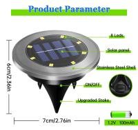 Luces De Jardín LED Impermeables Para Paisaje Exterior Luz Solar In-Ground Para Patio Camino Césped 4 Piezas Material De Acero Inoxidable - details 2