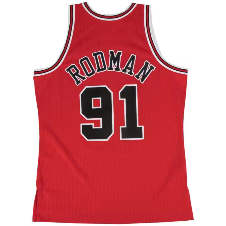 Jersey Mitchell & Ness Dennis Rodman 91 para hombre en color rojo - 1