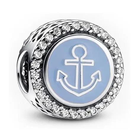 Pandora Moments 792016CZ _ E038 Charm Home & Anchor de Plata de Lei con circonitas, compatible con pulseras Moments, Talla única, Plata de Lei, Circonita cúbica, Viene con Caja original. - 1