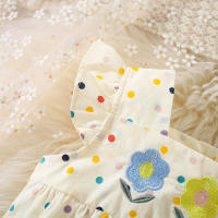 Conjunto De Verano Para Bebé Niña Con Bordado De Puntos Y Flores Coloridas Camiseta De Algodón Con Mangas Cortas Estilo Dulce Y Lindo Para Crawler - details 5