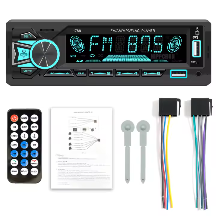 SINOVCLE Radio De Coche 1din Stereo Bluetooth Reproductor MP3 Con Control Remoto AUX/USB/Tarjeta TF Kit De Panel Interior - 1