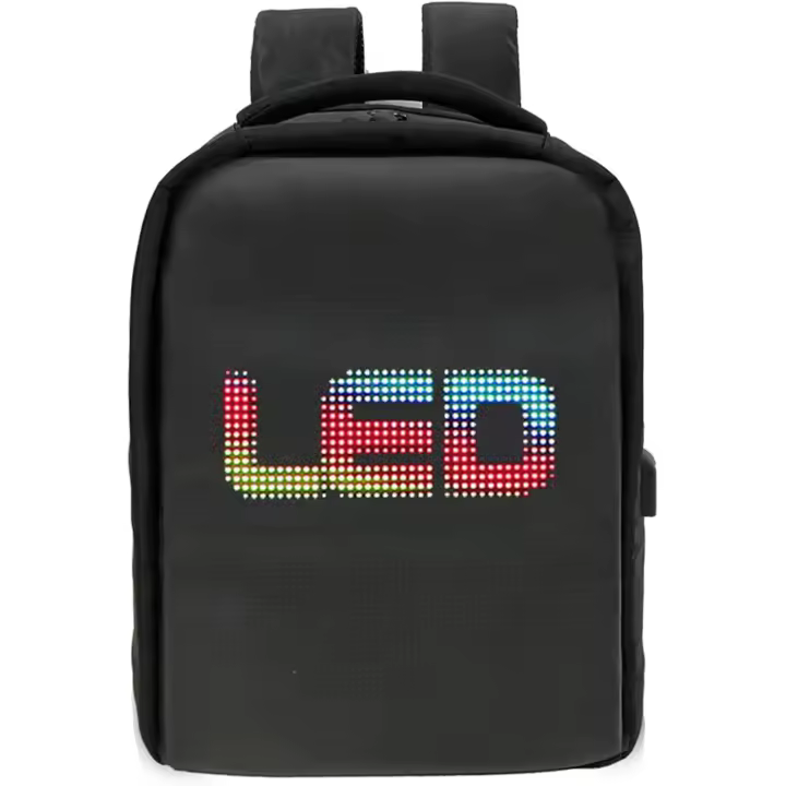 Mochila con LED programable, compartimento para portátil de 16 pulgadas, pantalla inteligente, nailon duradero, resistente al agua, ideal para viajes y aventuras. - 1