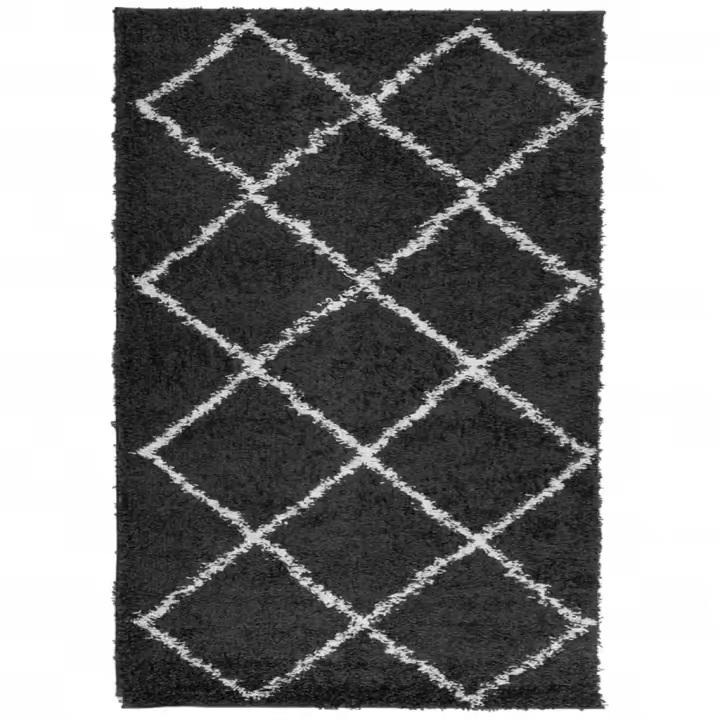 vidaXL Alfombra de pelo largo moderna 140x200 cm Color Antracita,  Beige,  Crema y mas Alfombras de área  Alfombra de Piso para Sala de Estar Dormitorio Habitación Salón - 1