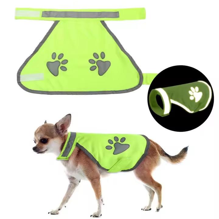 Chaleco Reflector Para Mascotas Visibilidad Alta Chaleco De Seguridad Para Perros Color Verde Fluorescente Material Poliéster - 1