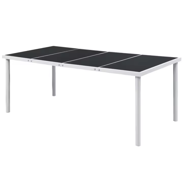 vidaXL Mesa de jardín de acero negra en longitud 150 cm o 190 cm | estructura resistente ideal para salón dormitorio o estudio - 1
