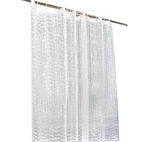 Cortina de Ducha Antimoho 180X200 cm, 3D Cubo de Agua Semitransparente Espesos EVA Lavable Cortinas de Baño with 12 Ganchos, Impermeable Antibacterian Secado RÁPIDO, para Batería - 1