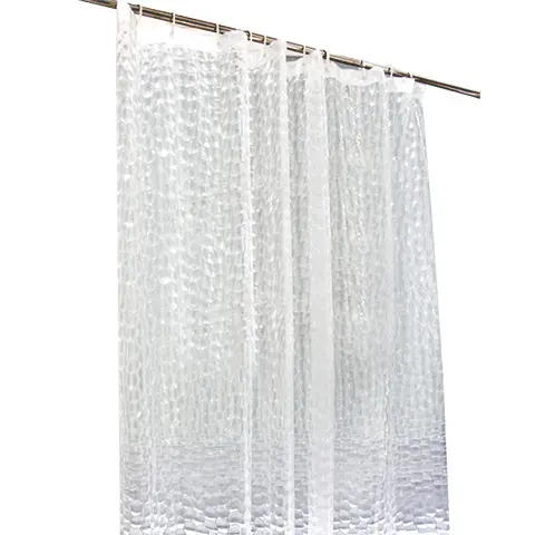 Cortina de Ducha Antimoho 180X200 cm, 3D Cubo de Agua Semitransparente Espesos EVA Lavable Cortinas de Baño with 12 Ganchos, Impermeable Antibacterian Secado RÁPIDO, para Batería - 1