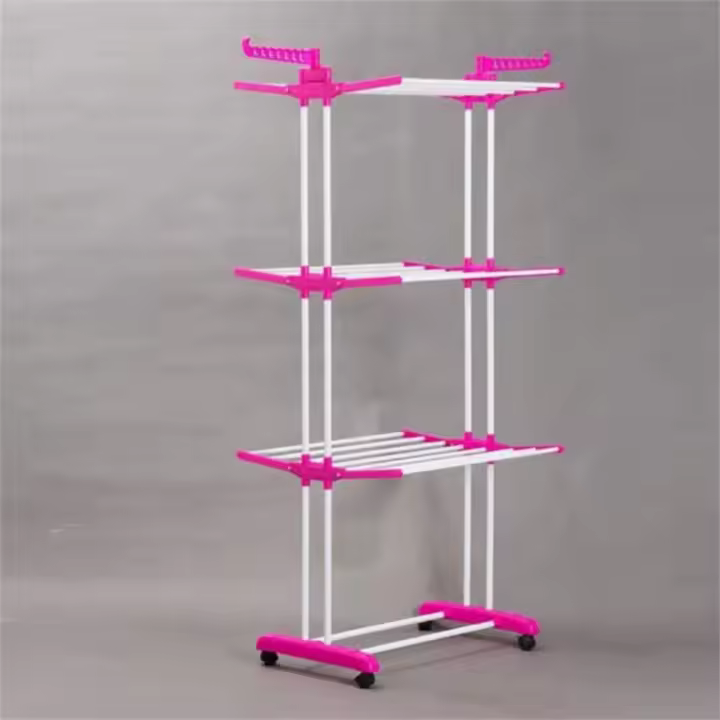 TENDEDERO vertical Percheros De Pie CON RUEDAS TIPO TORRE ,Estante de secado de ropa , colgador de ropa con varillas plegables, almacenamiento compacto, soporte grande, stante de secado de ropa de 3 niveles - 1