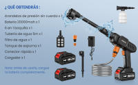 6 en 1 Limpiador de alta presión inalámbrico, pistola de agua pulverizada de 1500W, máquina de limpieza de coche a presión para batería Makita de 18V, Batería 20000mah, pistola de lavado de 60 autobuses - details 4