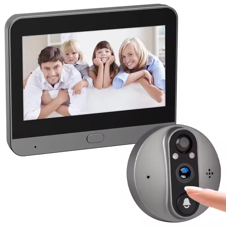 Camara De Puerta Inteligente 2-Way Talk WiFi Con Batería Peephole 3MP Monitor Digital 4.3 Pulgadas Vídeo Nocturno Infrarrojo - 1