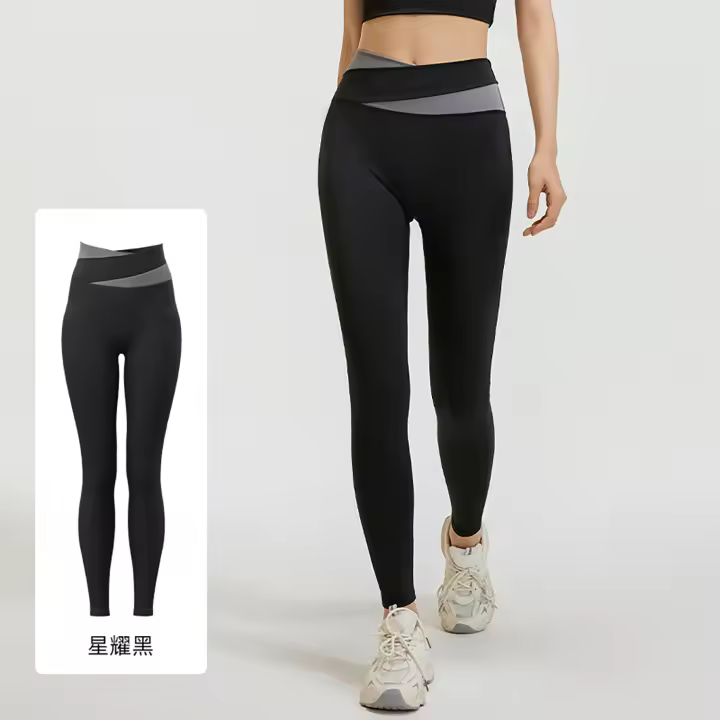 Pantalones de yoga con costuras color piel, cintura alta, realce de cadera, pantalones de fitness elásticos, pantalones deportivos para correr - 1