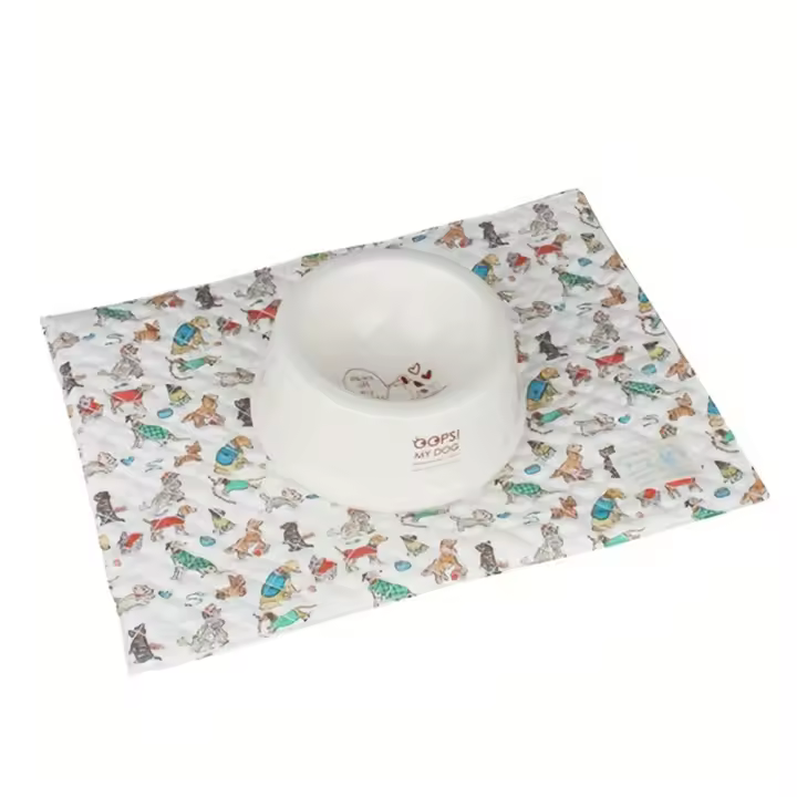 Alfombrilla De Comida Para Mascotas Lindo Y Antideslizante Algodón Puro Para Perros Y Gatos Evita Derrames Lavable Mecánicamente - 1