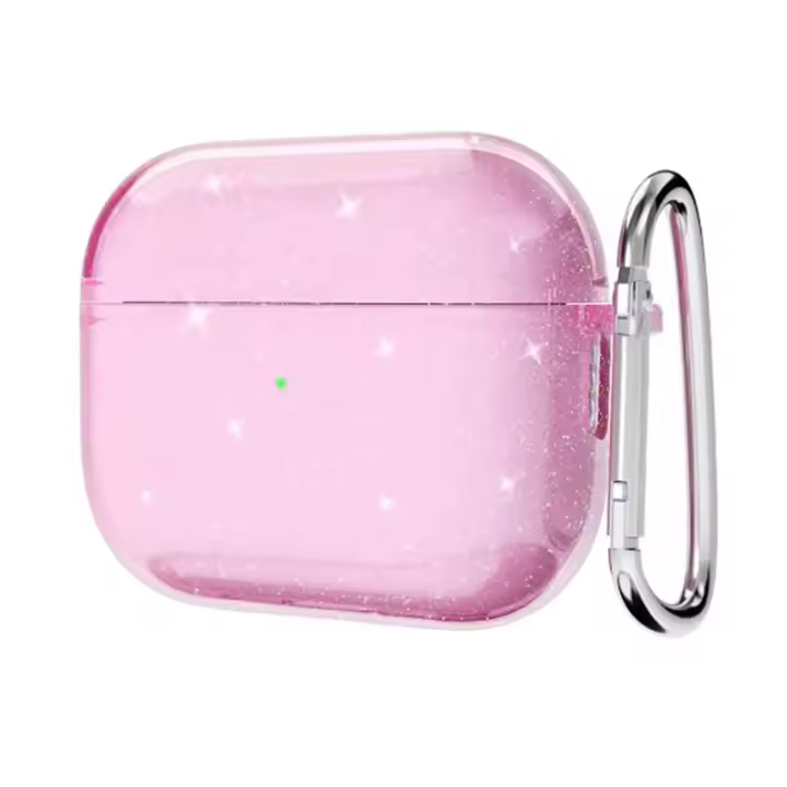 Funda De Auriculares Con Llavero De TPU Suave Brillante Y Plateado Para Airpods 3er Generación 2da Generación 1er Generación pro 2024 Accesorio De Cubierta Protectora - 1