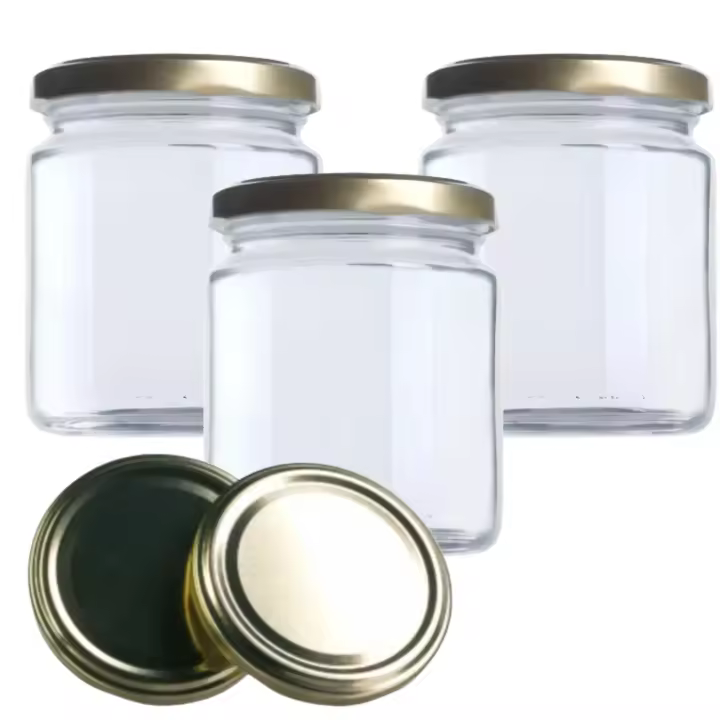 MundoTarros - 12 Tarros de Cristal de 250 ml con Tapa de Rosca Dorada de Botón Hermética + Ebook de 102 Recetas + Etiquetas - Tarros para Potitos, Postres, Mermelada, yogur, salsas - Incluye Etiquetas - 1