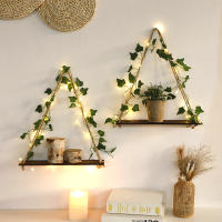 Estante Flotante De Madera Con Decoración De Hoja LED Para Decoración Del Habitáculo Estilo Bohemio Estante De Pared Para Sala De Estar - details 15