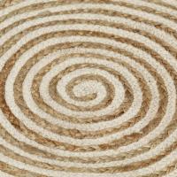 vidaXL Alfombra de yute tejida a mano diseño espiral blanco 150 cm Alfombras de área  Alfombra de Piso para Sala de Estar Dormitorio Habitación Salón - details 3