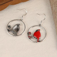 Pendientes Colgantes De Estilo Bohemio Vintage Con Diseño De Ramas De Pájaro Rojo Para Mujer Para Usar En Vacaciones - details 2