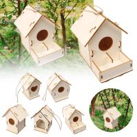 Caja De Pájaros De Madera Miniatura Para Exterior Casa Colgante Para Pájaros DIY Pintura Decoración De Jardín Cova Para Papagayo - details 10