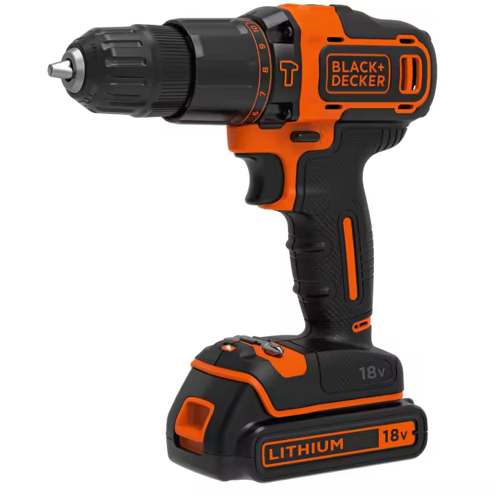 Black & Decker BDCHD18K-QW - Taladro percutor 18V + cargador 400mA + 1 batería - 1