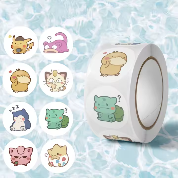 500pcs/Roll Pegatinas De Anime Pokemon Pikachu Cartoon Decoración Para Portátil PVC Impermeable Regalo De Juguetes Para Niños - 1