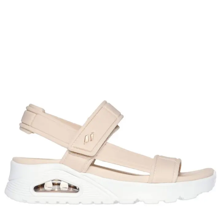 Sandalia Mujer Skechers UNO SANDAL Tejido Beig Ajuste Velcro Cuña 2.5cm - 1