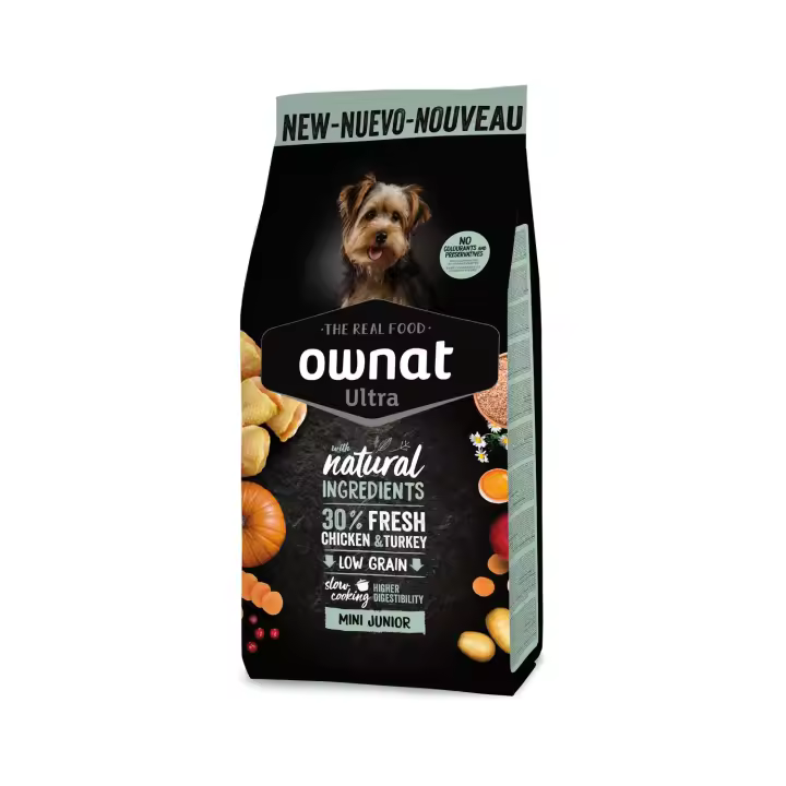 Pienso para Perros Ownat Ultra Mini Junior 0.4 Kg y 3 Kg - Alimentación Premium Para Cachorros de Razas Pequeñas - Nutrición Equilibrada y Natural - Fortalece Salud y Vitalidad en los Primeros Meses - 1
