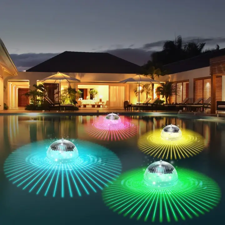 Lámpara Flotante Solar LED Para Piscina Y Pila Solar Panel Iluminación Cambiante De Color Disco Glow Show IP65 Impermeable - 1
