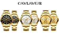 Reloj De Pulsera De Lujo Para Hombre CHENXI Dial Dorado Cuarzo Acero Inoxidable Impermeable Reloj De Negocios Con Manos Luminosas Y Cierre De Seguridad - details 2