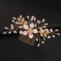 Peine De Boda Para Mujer Con Flor De Cristal Perla Y Hoja Diadema De Cabello Accesorios De Joyería Para Fiesta Y Novia - details 3