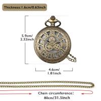 Reloj De Bolsillo Cuarzo Antiguo Steampunk De Bronce Con Movimiento De Engranajes Huecos Colgante Para Hombres Y Niños Con Cadena - details 4