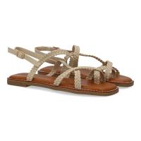 PuntoSalao Sandalias planas cómodas trenzadas para mujer color beige 1U4 - details 0