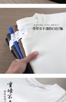 Camiseta De Algodón Puro Blanco GSM 500/300g De Gran Resistencia Cuello Redondo Manga Corta Tees De Tres Agujas Para Hombre - details 9