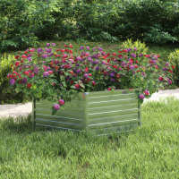 vidaXL Arriate de acero galvanizado plateado 129x45 cm - details 1
