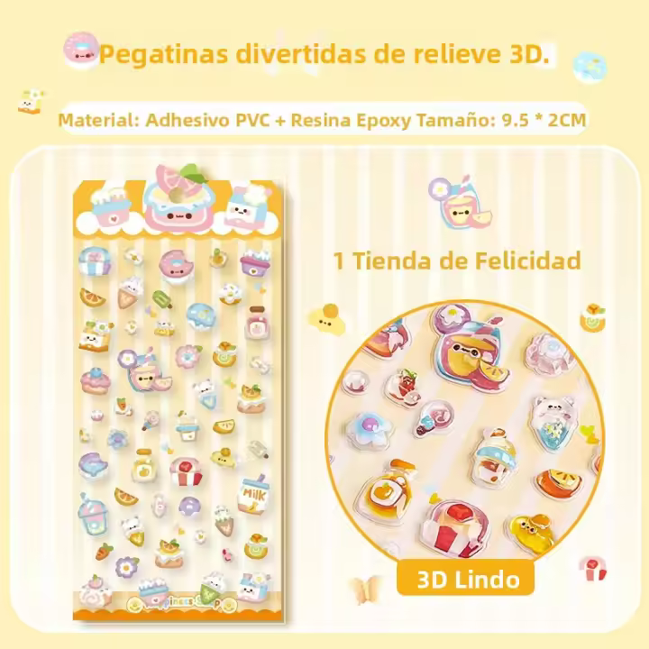 Pegatinas 3D Creativas Y Divertidas Para Diario Estéticas Decorativas Impermeables De Plástico Para Estaciónaria - 1