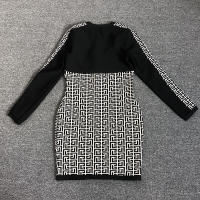 Vestido Bandage De Encaje Negro Para Mujer Manga Larga V-Neck Bodycon Elegante Con Cierre De Cremallera Ajustado Cintura Imperio BA351 - details 10
