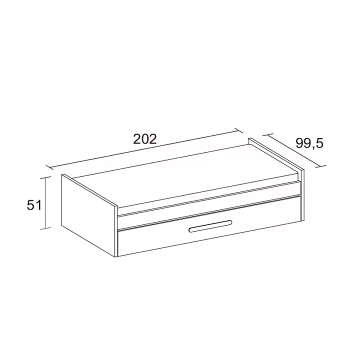 Cama nido Estelle con tirador blanco mate/sahara 51x202x99,5 cm - 1