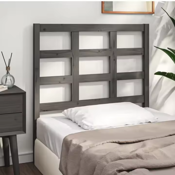 vidaXL Cabecero de cama madera maciza de pino gris 95,5x4x100 cm - 1