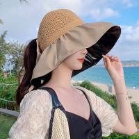 Sombrero De Paja Panamá Para Mujer Verano Protección UV Plegable Amplio Sombrilla De Playa Casual Ajustable Tamaño Free - details 4