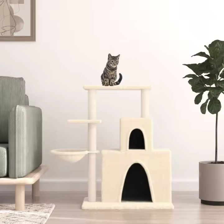 vidaXL Rascador para Gatos con Postes Árbol Torre de Escalada Sisal Color Crema,  Gris claro,  Gris oscuro y mas - 1