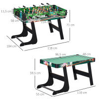 HOMCOM  6 en 1 Mesa Multijuegos Plegable para Niños de 7+ Años Mesa de Juegos Billar Futbolín Ping Pong Aro de Lanzamiento Hockey sobre Hielo Aire Hockey 118x104x71 cm Multicolor - details 3