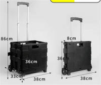 Carrito de compras plegable para comestibles con tapa,  carrito de almacenamiento de verduras de plástico para el hogar, carro de Camping al aire libre, Picnic - details 5