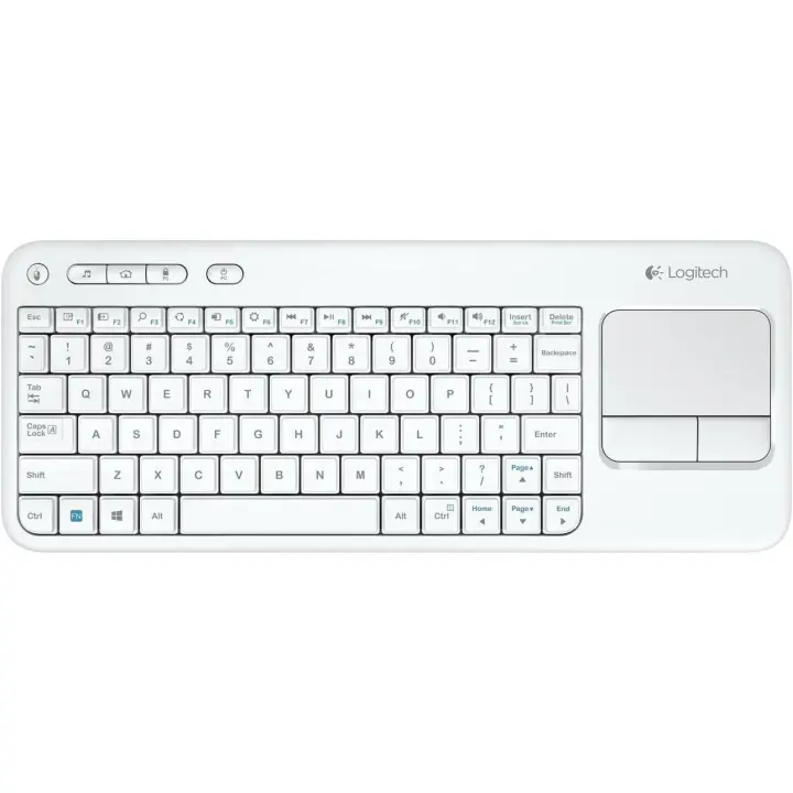 Logitech K400 Teclado Táctil Inalámbrico Plus para TV con un Control Multimedia y Panel Táctil, Disposición QWERTY US Internacional - Blanco - 1