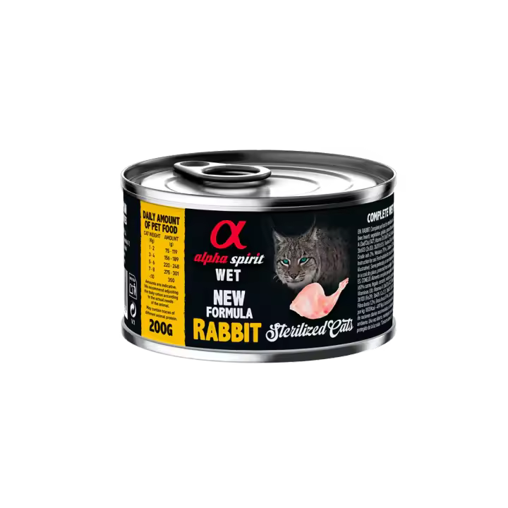 Alpha Spirit Húmedo Lata 200 Gr Para Gatos Esterilizados Conejo - 1